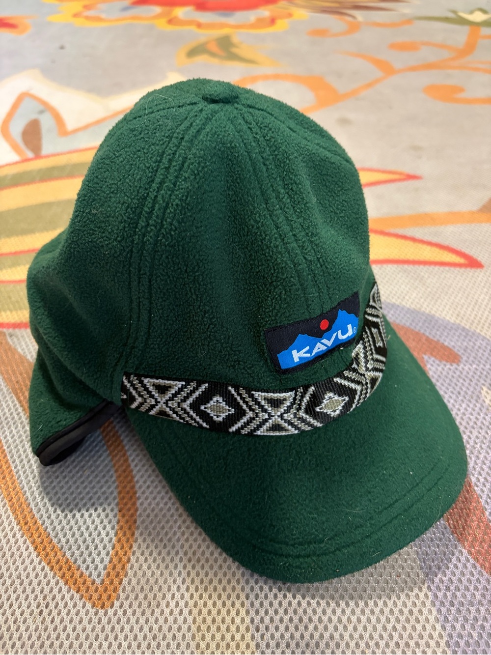 Kavu green fleece Earflap trappers outdoor cap